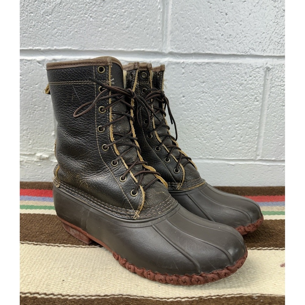 LL Bean Womens Lmt Edition Bison Leather Red Sole Bean Boot Maine Made Size 11